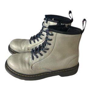 Dr. Martens Kids 1460 J Combat Zip Boots Size 3 Glitter Beige Lace Up Unisex
